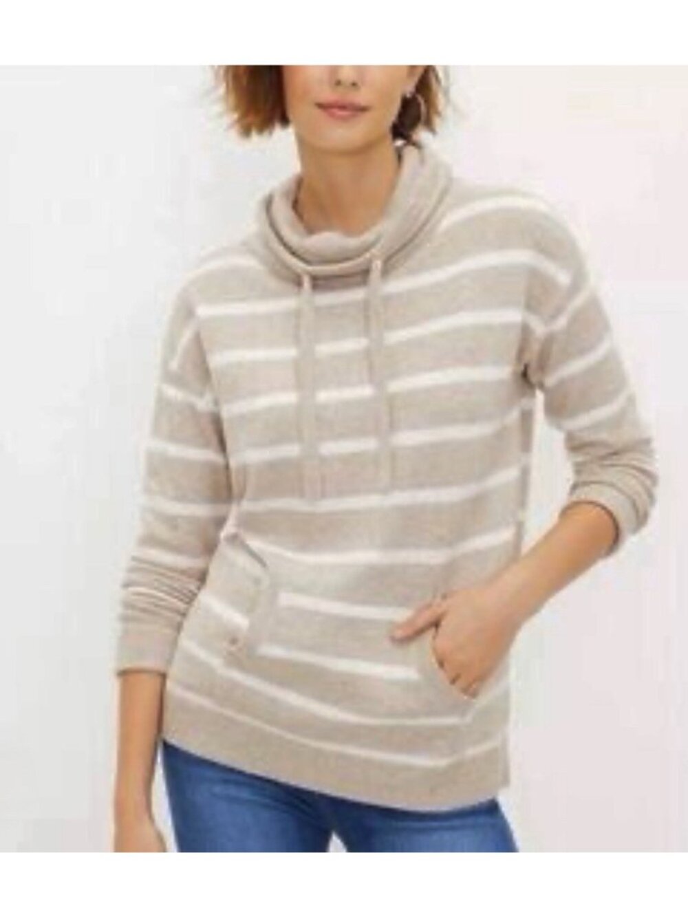 2/$30 Loft Striped Cowl Neck Terry Tunic Sweater Striped Womens M
